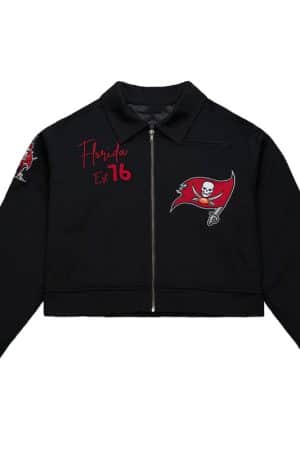 Tampa Bay Buccaneers Black Mechanic Cropped Full-Zip Jacket