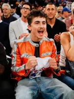 Shop the Timothee Chalamet Playoffs Avirex Jacket in Orange