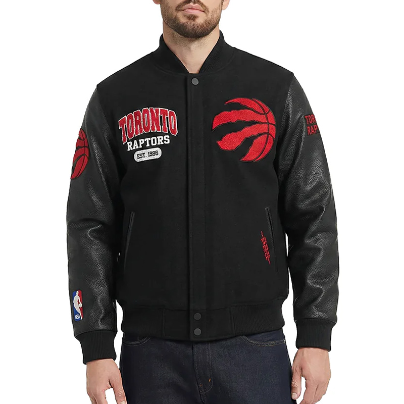 Toronto Raptors City Arch Black Varsity Jacket 01 Toronto Raptors City Arch Black Varsity Jacket