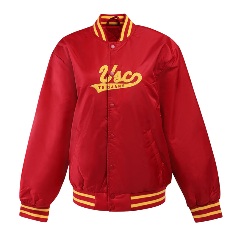 USC Trojans A Game Cardinal Varsity Satin Jacket 01 USC Trojans A Game Cardinal Varsity Satin Jacket