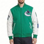 Vancouver Canucks Classic Green and White Varsity Jacket