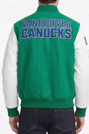Vancouver Canucks Classic Green and White Varsity Jacket