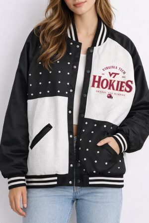 Virginia Tech Hokies Inner Drive Varsity Rhinestone Black Jacket