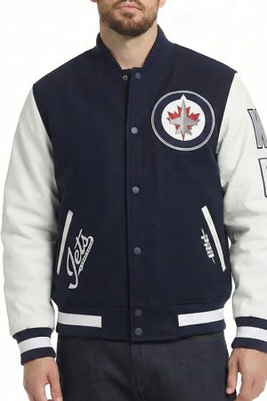Winnipeg Jets Classic Navy and White Varsity Jacket