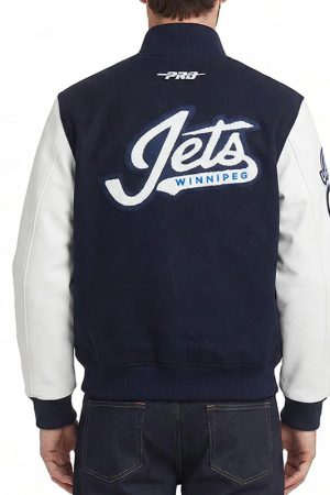 Winnipeg Jets Classic Navy and White Varsity Jacket