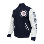 Winnipeg Jets Classic Navy and White Varsity Jacket