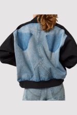 Taylor Swift Knicks Game 2026 Stella Mccartney Black Patchwork Denim Bomber Jacket