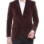 Men’s Two Button Brown Velvet Jacket