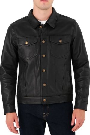 Mens Classic Black Leather Jacket