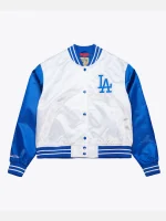 Los Angeles Dodgers Cropped Satin Full-Snap Jacket