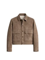Mens Cropped Fit Split Suede Jacket