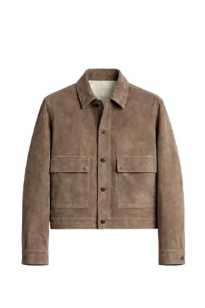 Mens Cropped Fit Split Suede Jacket