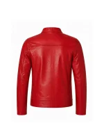 Men’s Red Racing Moto Biker Leather Jacket