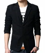 Specifications : Exterior: Premium quality cotton fabric. Inner: Comforting viscose lining inside. Color: Pure black color. Front: Classic buttoned front closure. Collar: Nice lapel collar design. Sleeves: Full-length sleeves. Cuffs: Smart buttoned cuffs. Pockets: Two side waist zipper pockets. Shoulders: Buttoned straps on shoulders.