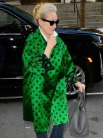Miranda The Devil Wears Prada 2 Meryl Streep Green and Black Polka Dot Coat