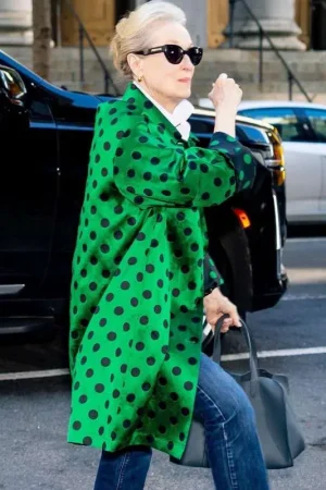 Miranda The Devil Wears Prada 2 Meryl Streep Green and Black Polka Dot Coat