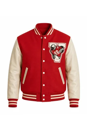 Michael 2026 Jaafar Jackson Red Varsity Jacket