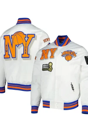 New York Knicks 2X Champions Mash-Up Satin Varsity Jacket
