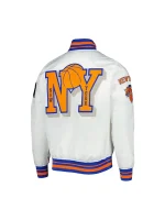 New York Knicks 2X Champions Mash-Up Satin Varsity Jacket - Image 3