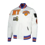 New York Knicks 2X Champions Mash-Up Satin Varsity Jacket