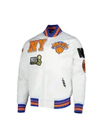 New York Knicks 2X Champions Mash-Up Satin Varsity Jacket