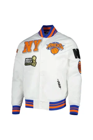 New York Knicks 2X Champions Mash-Up Satin Varsity Jacket