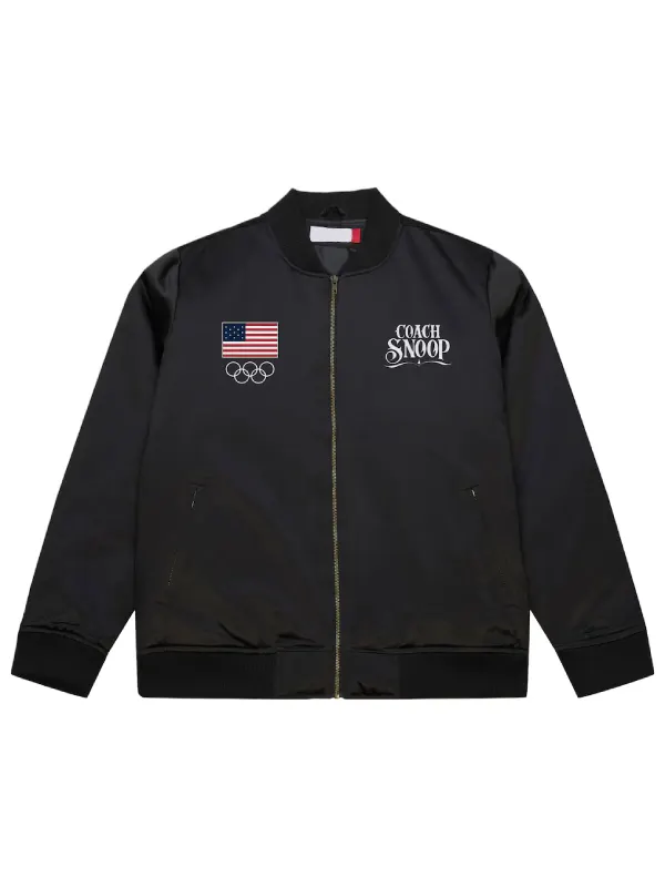 Team USA Coach Snoop Satin Bomber Jacket 01 Team USA Coach Snoop Satin Bomber Jacket