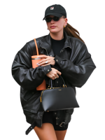 LA 2024 Hailey Bieber Leather Jacket