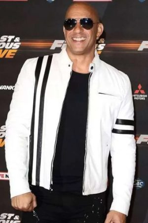 Vin Diesel Fast and Furious White Leather Jacket