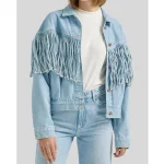 Landman Michelle Randolph Denim Fringe Jacket