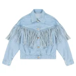 Landman Michelle Randolph Denim Fringe Jacket