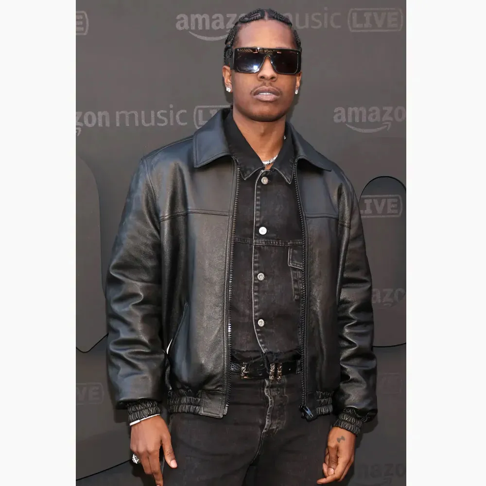 asap-rocky-leather-jacket1 Asap Rocky Bomber Leather Jacket