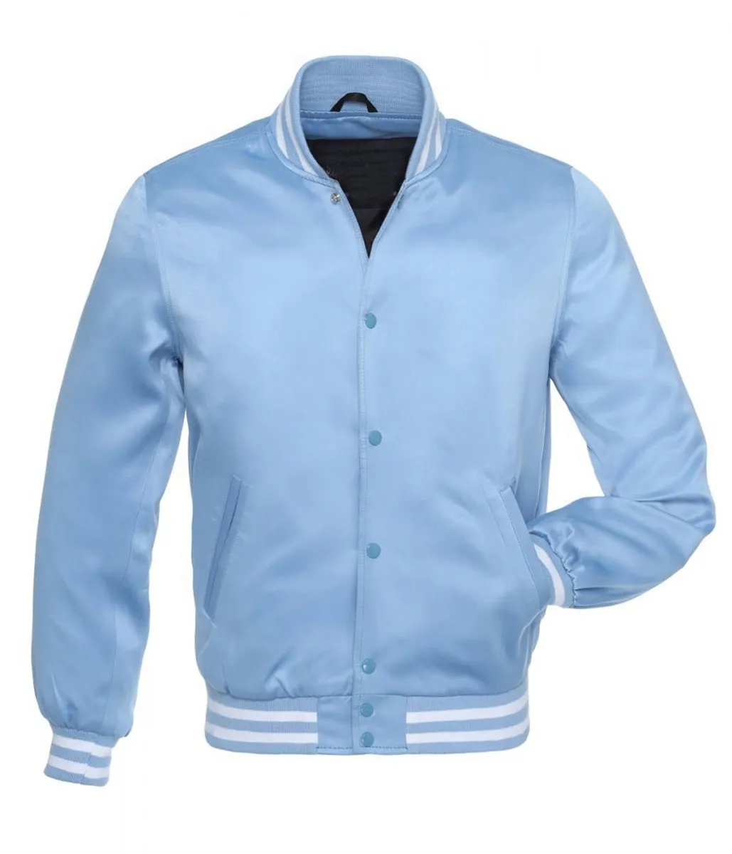 baby-blue-satin-jacket-scaled1 Women’s Baby Blue Satin Bomber Varsity Jacket