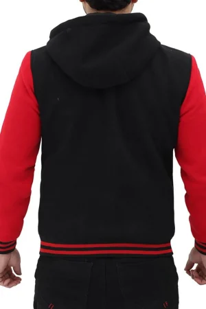 Men’s Salerno Red and Black Varsity Jacket with Hood