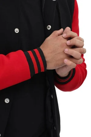 Men’s Salerno Red and Black Varsity Jacket with Hood