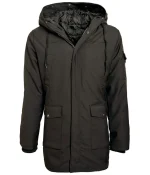 Men’s Black Admiral Hooded Coat with Fur Collar