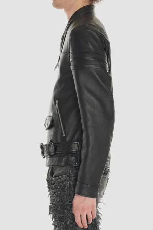 Men’s Designer Blackmeans Black Leather Biker Jacket