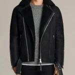 Men’s Fur Collar Brooklyn Black Shearling Leather Jacket