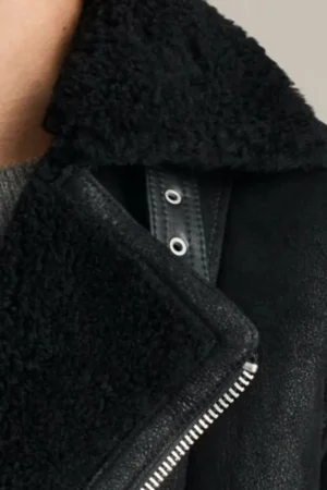 Men’s Fur Collar Brooklyn Black Shearling Leather Jacket