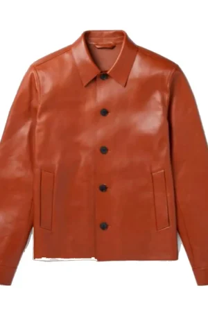 Men’s Blouson Brown Designer Leather Jacket