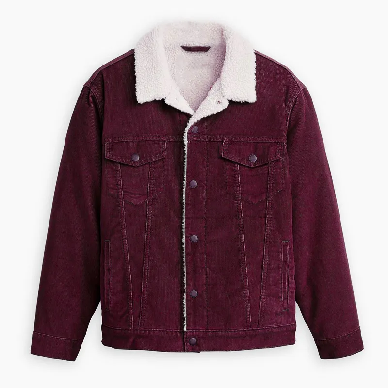 burgundy-sherpa-jacket-1 Burgundy Sherpa Trucker Cord Western Jacket