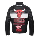Chicago Bulls Moto Black Leather Jacket - Image 3