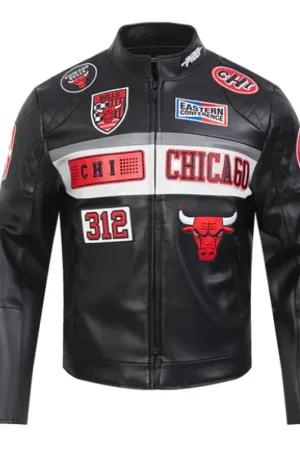 Chicago Bulls Moto Black Leather Jacket