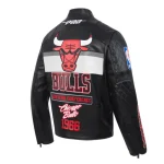 Chicago Bulls Moto Black Leather Jacket