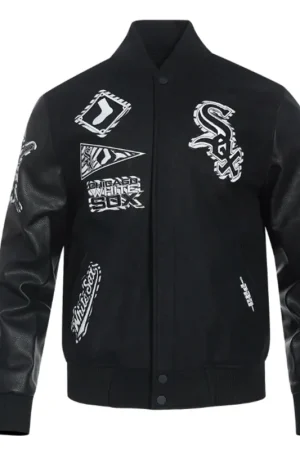 Chicago White Sox Animal Print Varsity Wool/Leather Jacket