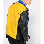 Men’s Color Block Biker Leather Jacket