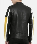 Men’s Color Block Quilted Leather Motorcycle Jacket - Image 2