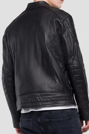 Men’s Crust Motorcycle Leather Zipper Pockets Jacket