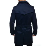 Men’s Double-Breasted Navy Blue Trench Coat - Image 4