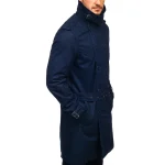 Men’s Double-Breasted Navy Blue Trench Coat